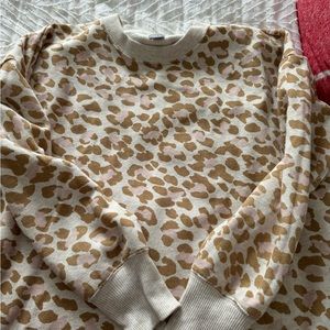Aerie Oversized Swearshirt Cheetah Print with Sideslits - xsmall